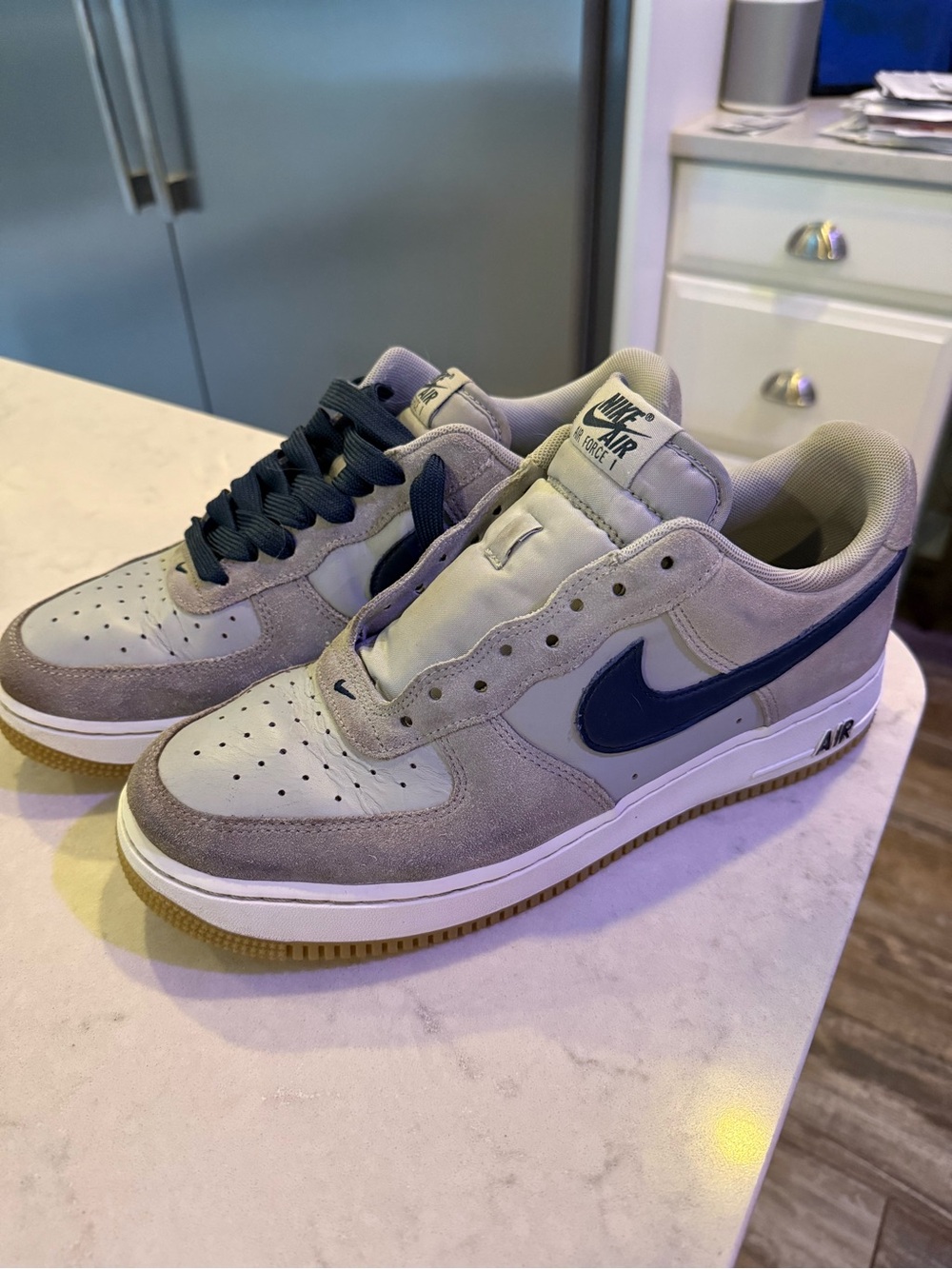 Nike Air Force 1 Low — Grey with Navy Swoosh